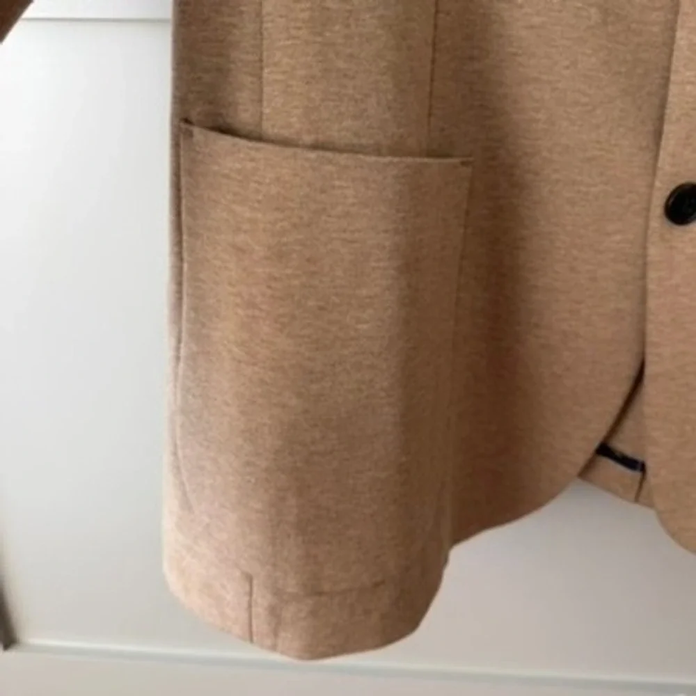 J. Crew Knit Thompson Blazer Jacket Mens Sz 44R Tan Camel Button Patch NEW $398